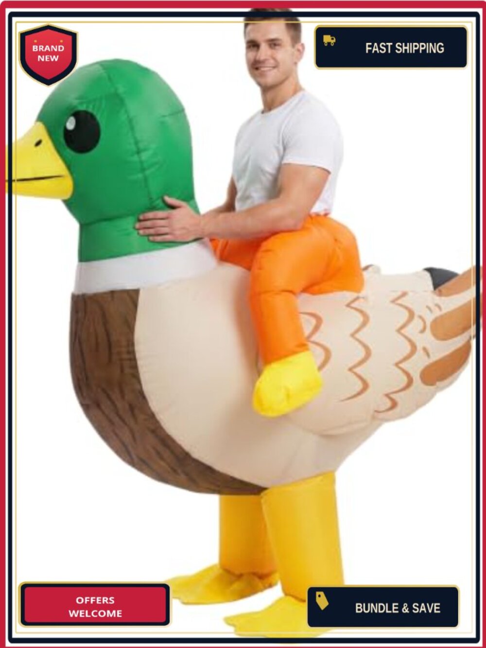 Adult Inflatable Duck Costume Polyester Halloween Cosplay Suit One Size